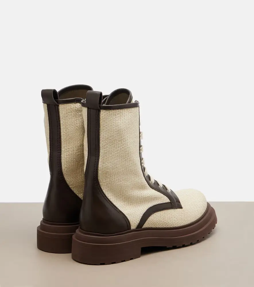Brunello Cucinelli Leather-trimmed lace-up boots | Thumbnail 4