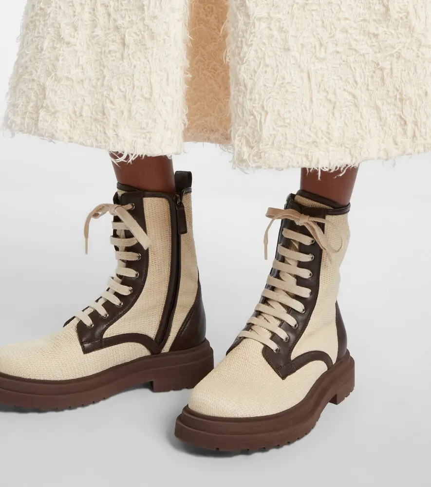 Brunello Cucinelli Leather-trimmed lace-up boots | Thumbnail 5