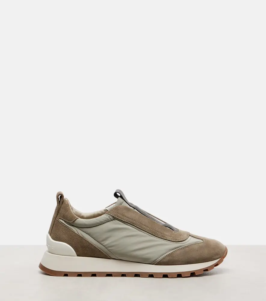 Brunello Cucinelli Monili suede-trimmed sneakers | Thumbnail 2 Brunello Cucinelli Monili suede-trimmed sneakers | Thumbnail 2