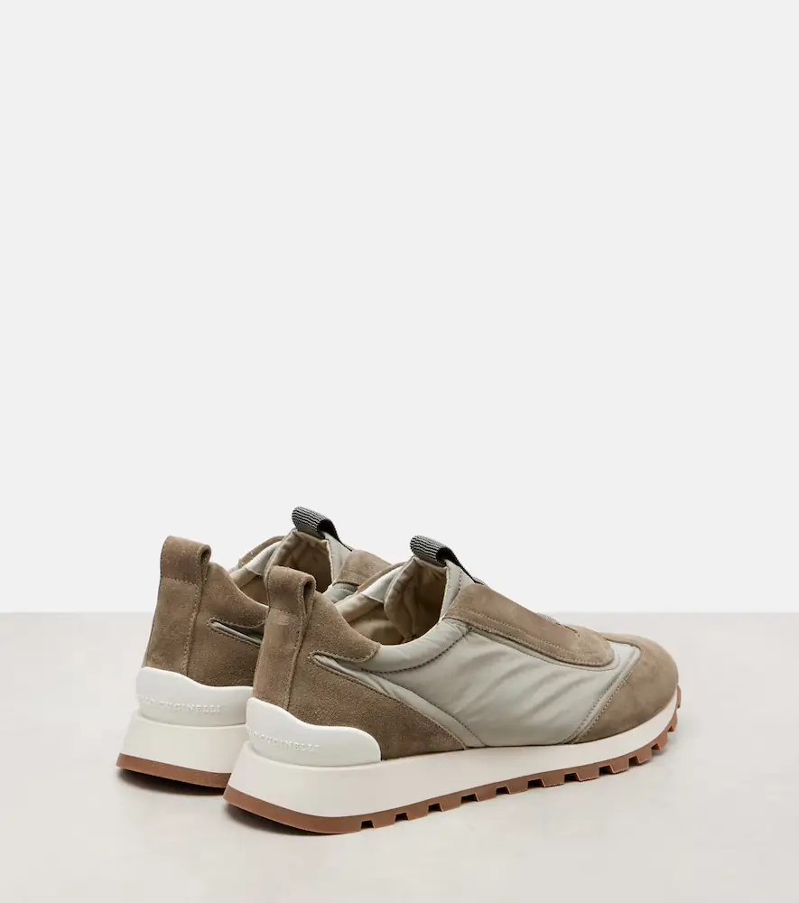 Brunello Cucinelli Monili suede-trimmed sneakers | Thumbnail 3 Brunello Cucinelli Monili suede-trimmed sneakers | Thumbnail 3