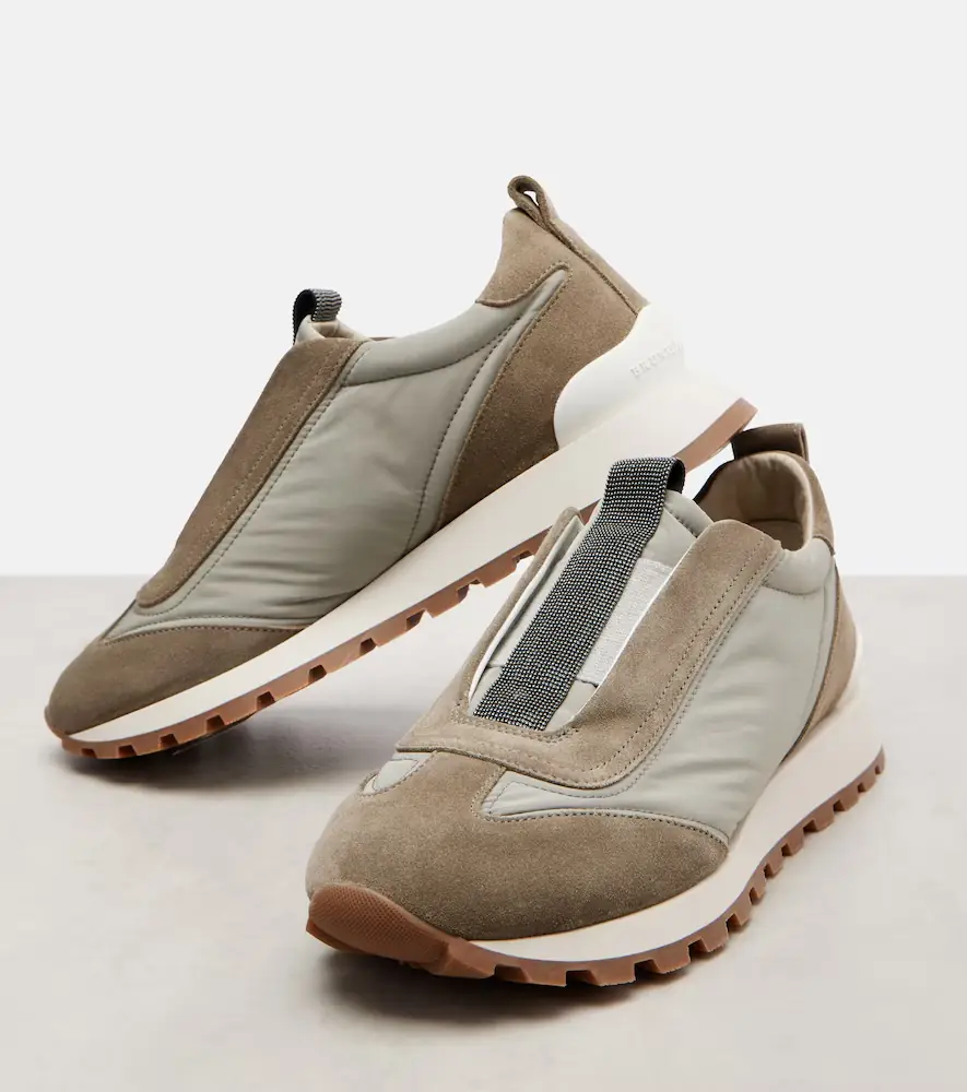 Brunello Cucinelli Monili suede-trimmed sneakers | Thumbnail 4 Brunello Cucinelli Monili suede-trimmed sneakers | Thumbnail 4