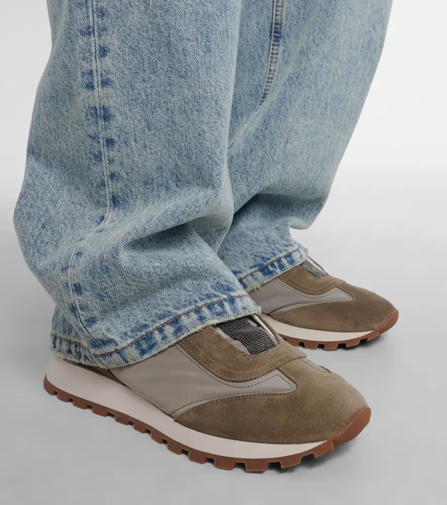 Brunello Cucinelli Monili suede-trimmed sneakers | Thumbnail 5 Brunello Cucinelli Monili suede-trimmed sneakers | Thumbnail 5