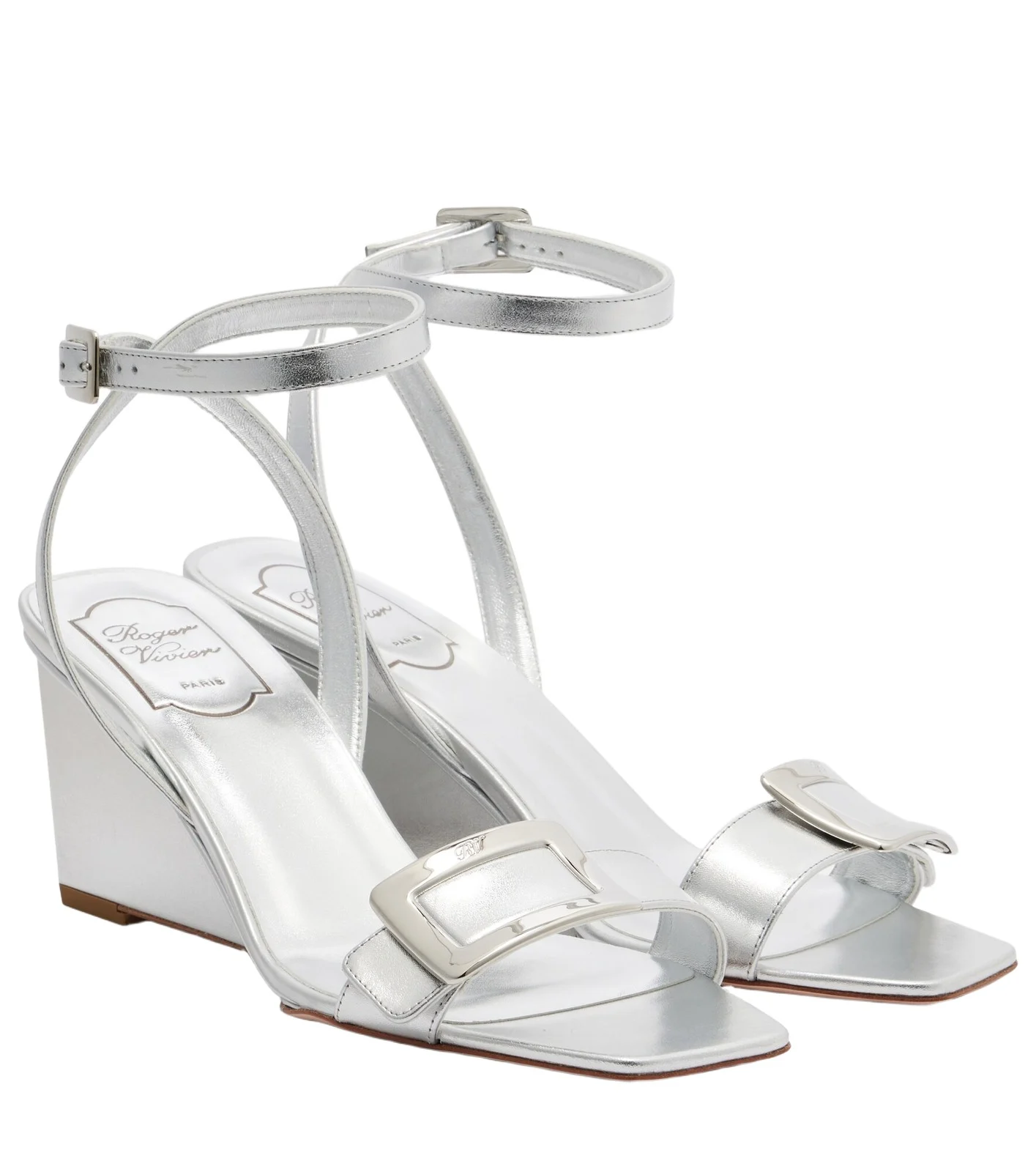 Belle Vivier metallic leather sandals