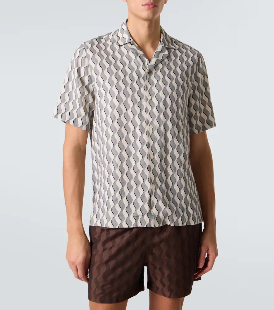 Frescobol Carioca Roberto printed linen bowling shirt | Thumbnail 3