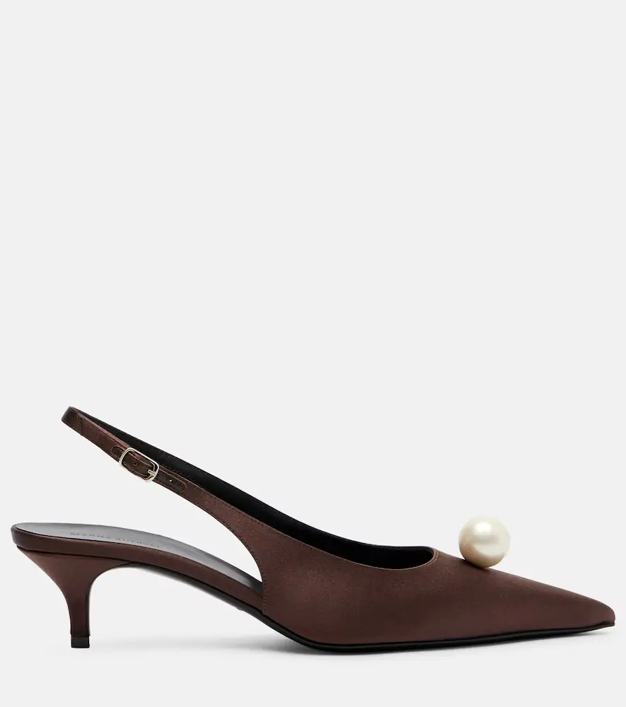 Magda Butrym Embellished satin slingback pumps | Thumbnail 2 Magda Butrym Embellished satin slingback pumps | Thumbnail 2