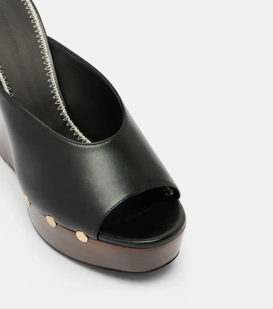 Magda Butrym 115 studded leather wedge mules | Thumbnail 3
