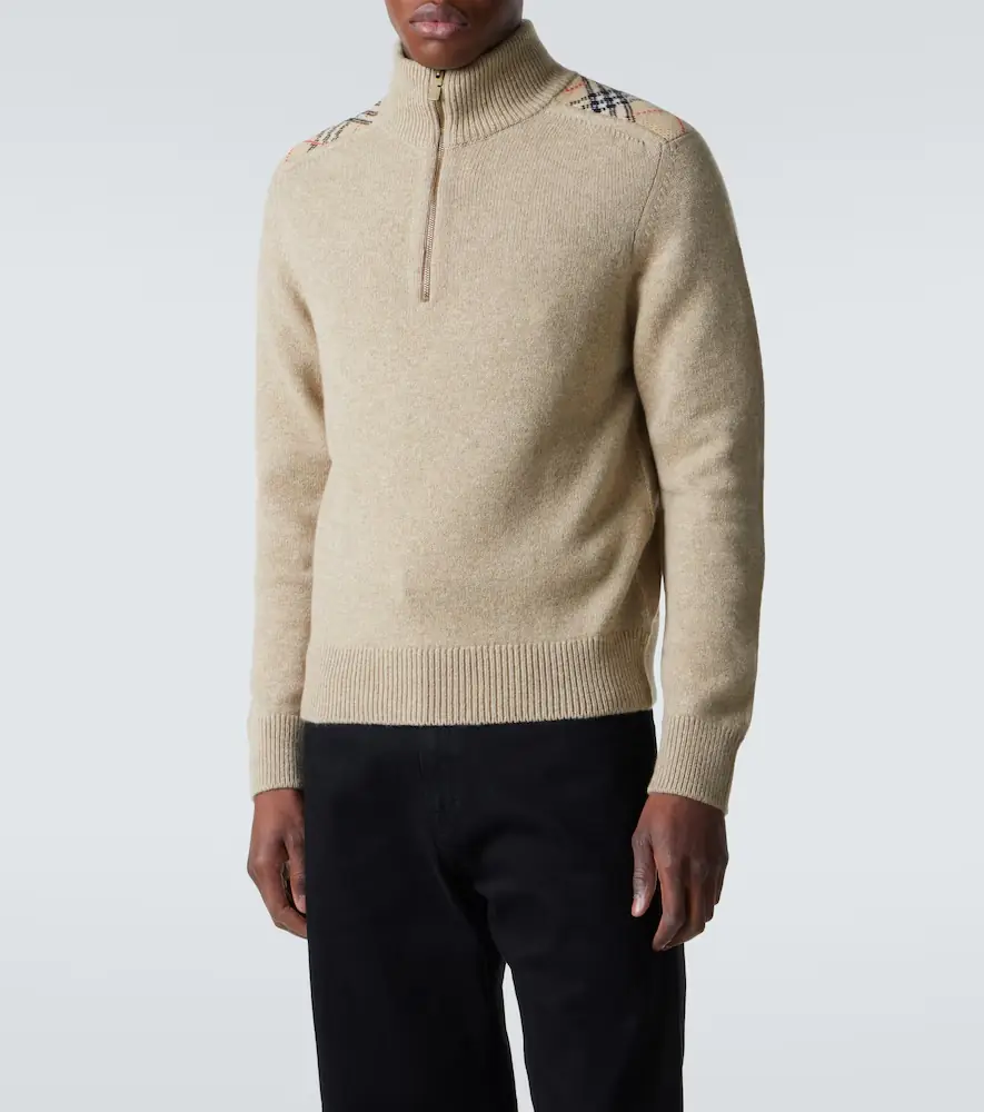Burberry Check wool and cashmere half-zip sweater | Thumbnail 3 Burberry Check wool and cashmere half-zip sweater | Thumbnail 3