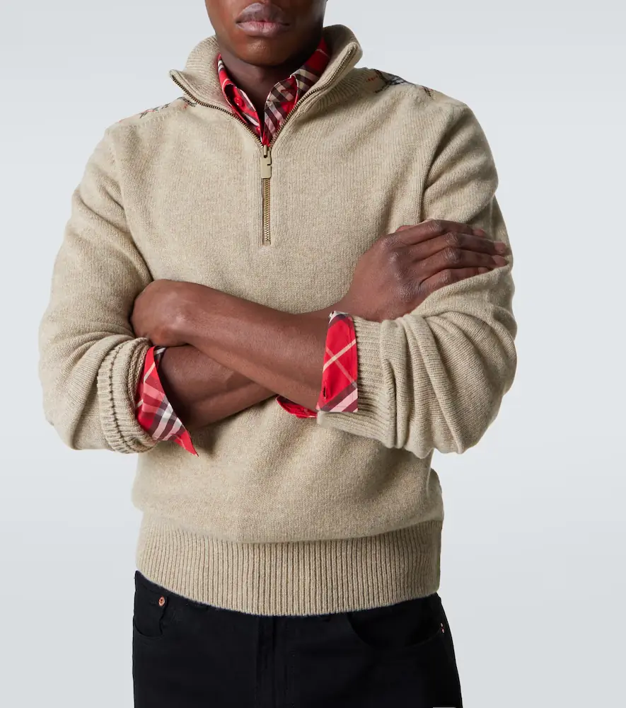 Burberry Check wool and cashmere half-zip sweater | Thumbnail 6 Burberry Check wool and cashmere half-zip sweater | Thumbnail 6