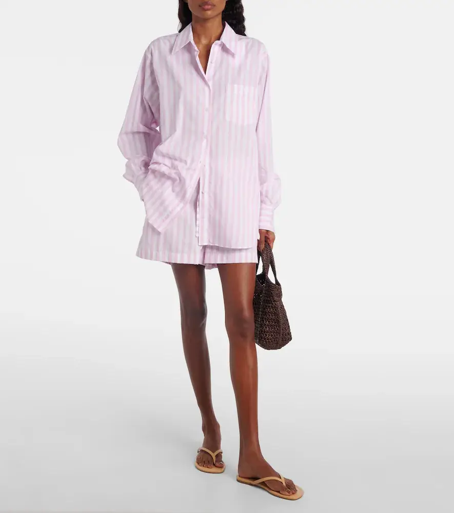 Hunza G Embroidered striped cotton poplin shorts | Thumbnail 3