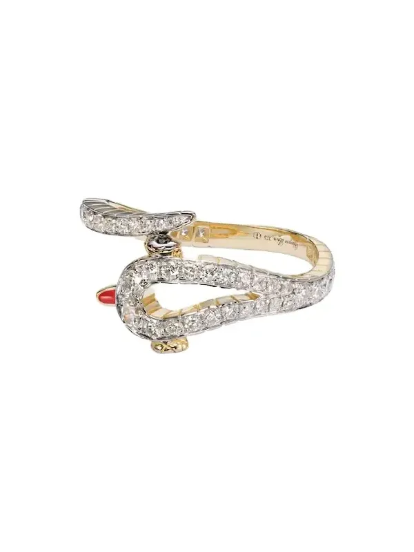Yvonne Léon Python 9kt gold ring with diamonds Yvonne Léon Python 9kt gold ring with diamonds
