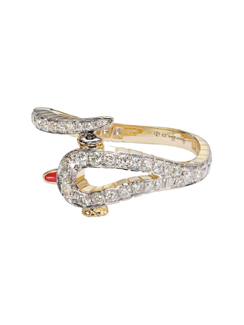 Python 9kt gold ring with diamonds