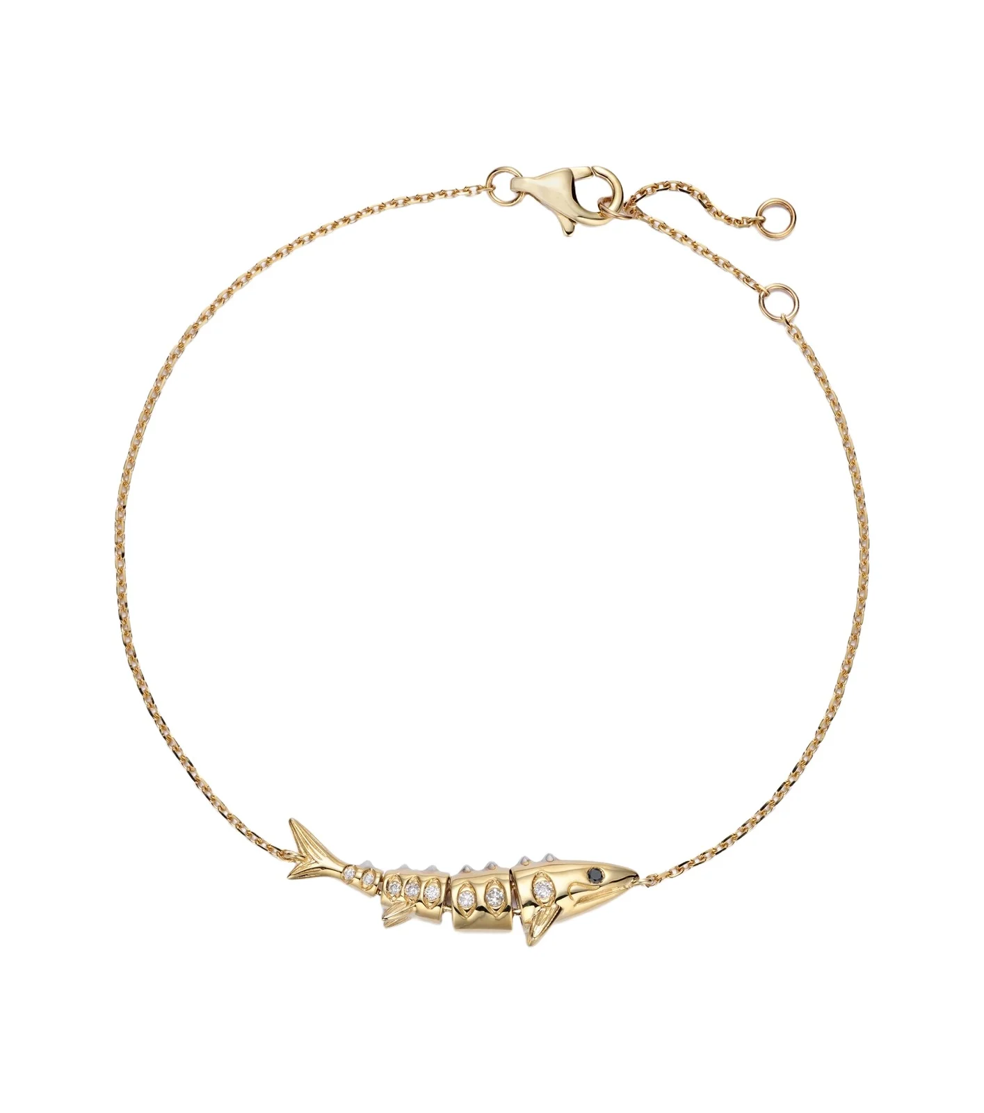Marlin 9kt gold chain bracelet with diamonds