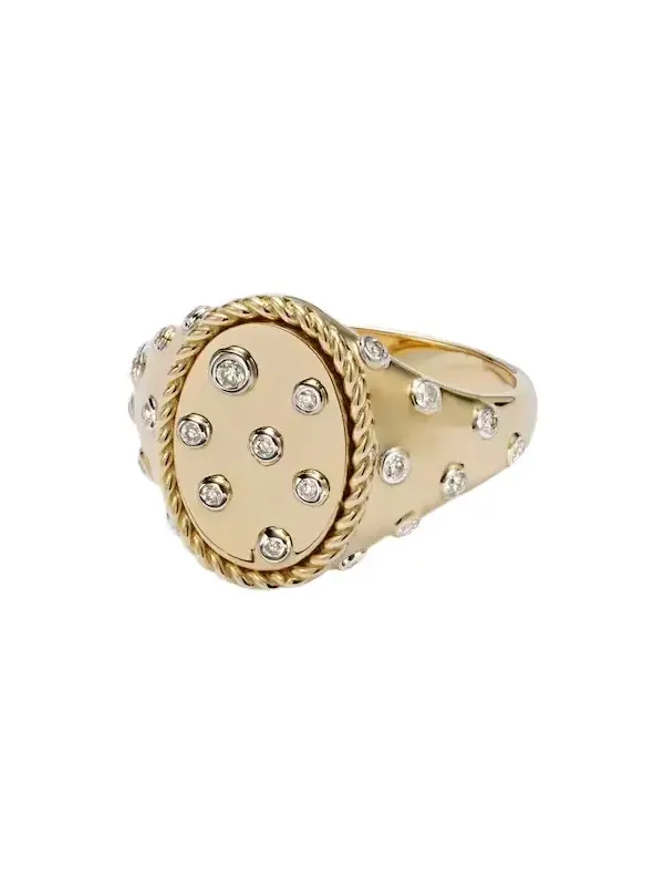 Yvonne Léon Plumetis 9kt gold ring with diamonds Yvonne Léon Plumetis 9kt gold ring with diamonds