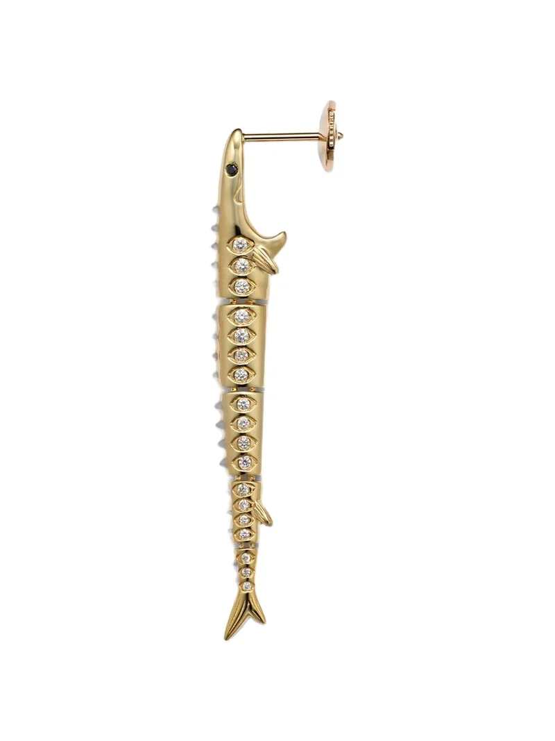 Yvonne Léon Marlin Gm 9kt gold single earring with diamonds Yvonne Léon Marlin Gm 9kt gold single earring with diamonds
