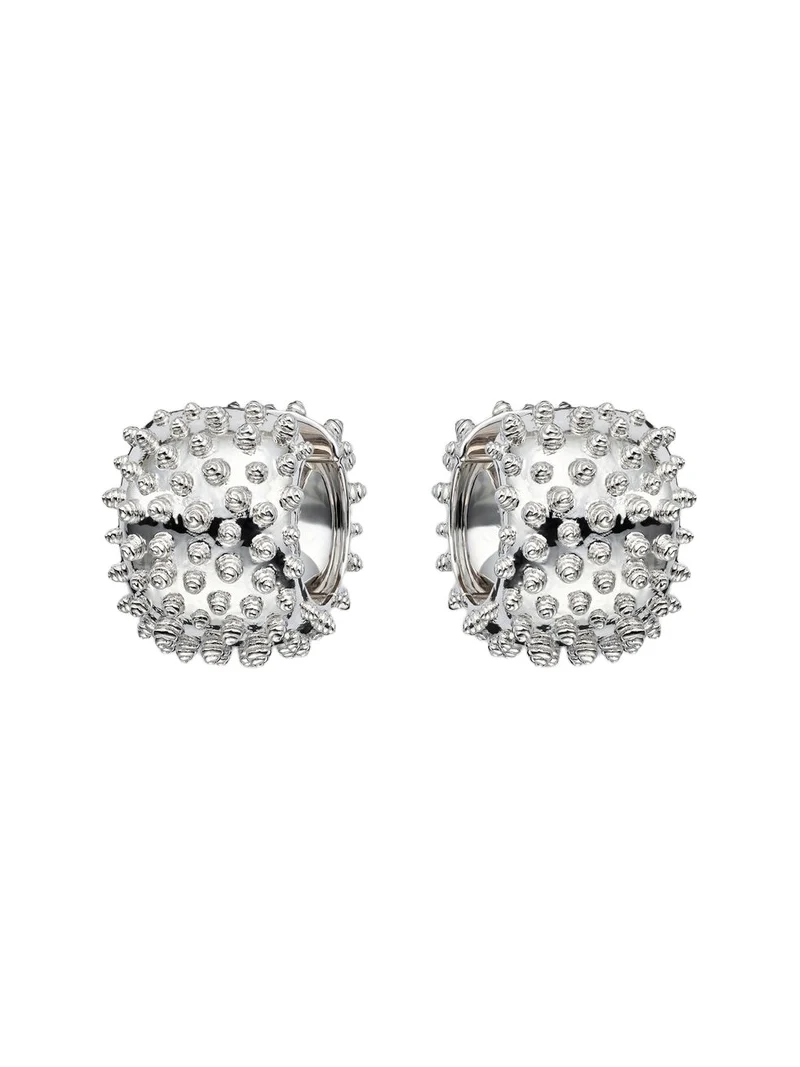 Picots 9kt white gold hoop earrings