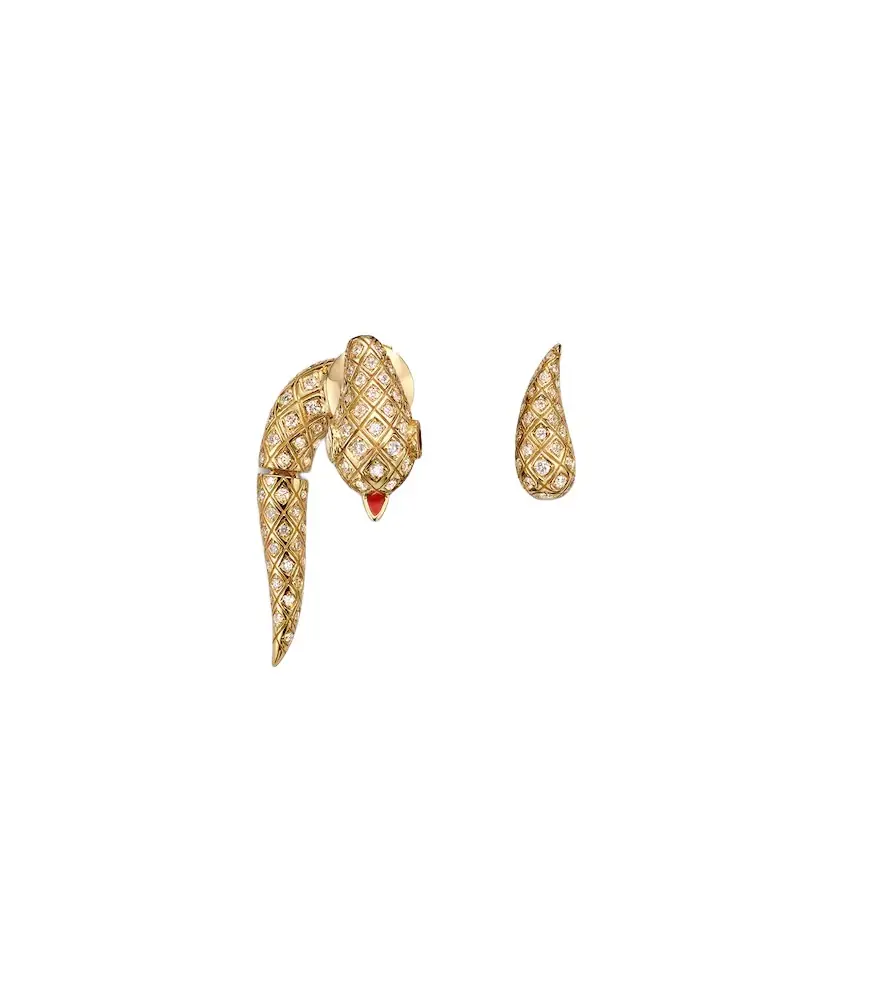 Yvonne Léon Yvonne Léon Python 9kt gold earrings with diamonds and spinels | Image 1 Yvonne Léon Yvonne Léon Python 9kt gold earrings with diamonds and spinels | Image 1