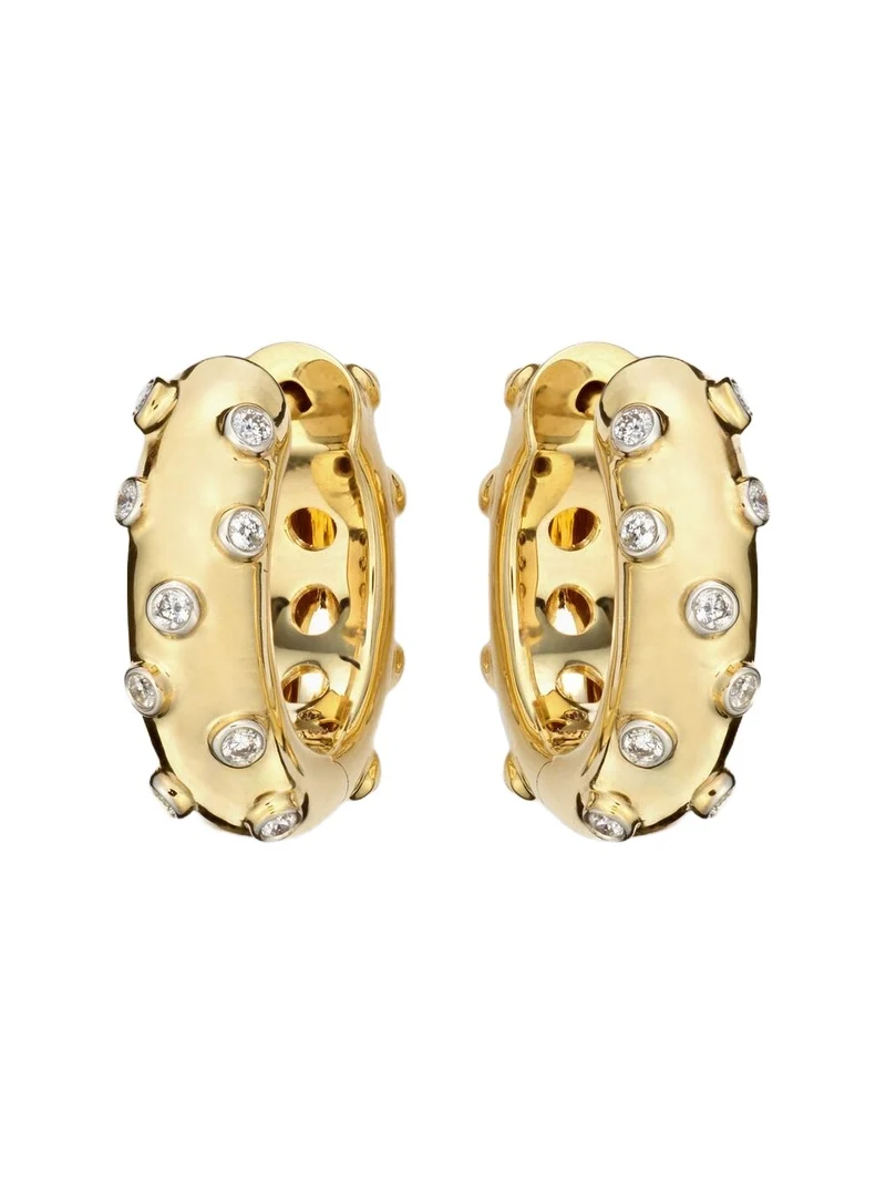Plumetis 9kt gold hoop earrings with diamonds Plumetis 9kt gold hoop earrings with diamonds