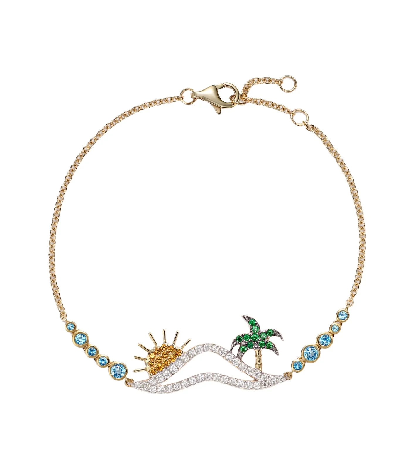 Yvonne Léon Yvonne Léon La Plage 9kt gold bracelet with diamonds and gemstones
