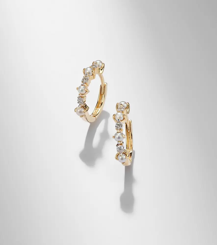 Mateo 14kt gold earrings with diamonds and pearls | Thumbnail 5 Mateo 14kt gold earrings with diamonds and pearls | Thumbnail 5