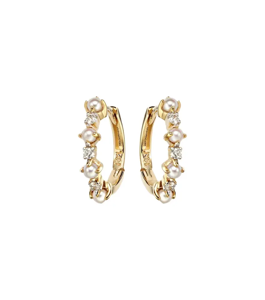 Mateo 14kt gold earrings with diamonds and pearls | Image 1 Mateo 14kt gold earrings with diamonds and pearls | Image 1