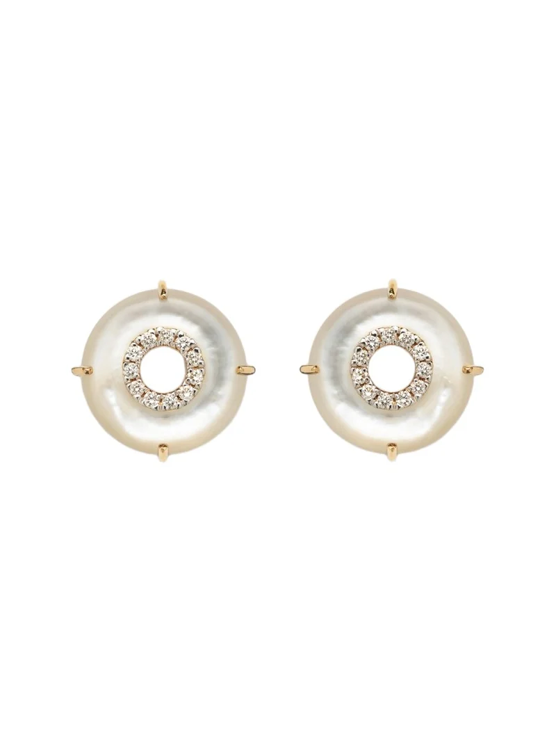 14kt gold earrings with diamonds and pearls