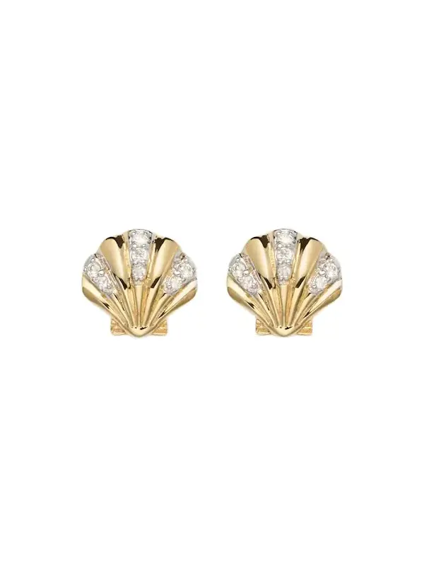Petite Venus 14kt gold stud earrings with diamonds