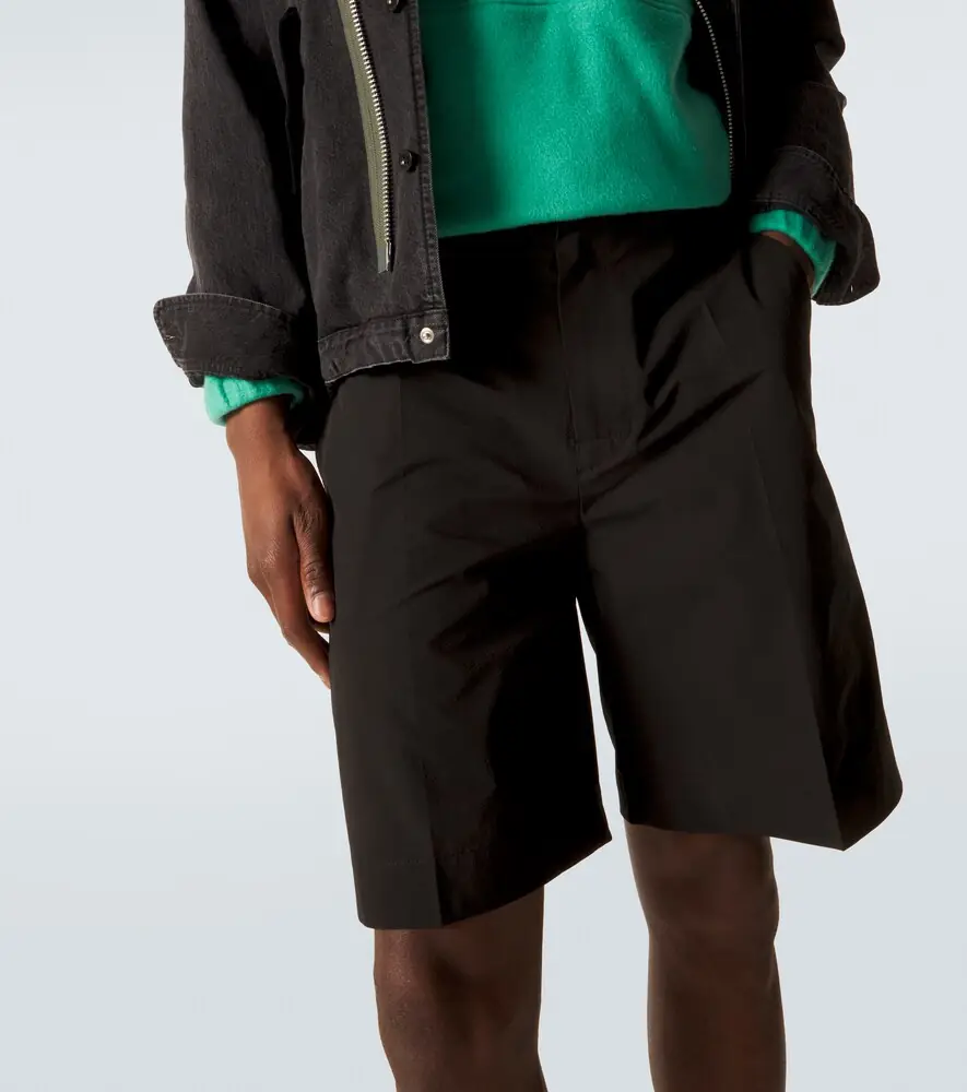 Moncler Leather-trimmed seersucker shorts | Thumbnail 3 Moncler Leather-trimmed seersucker shorts | Thumbnail 3