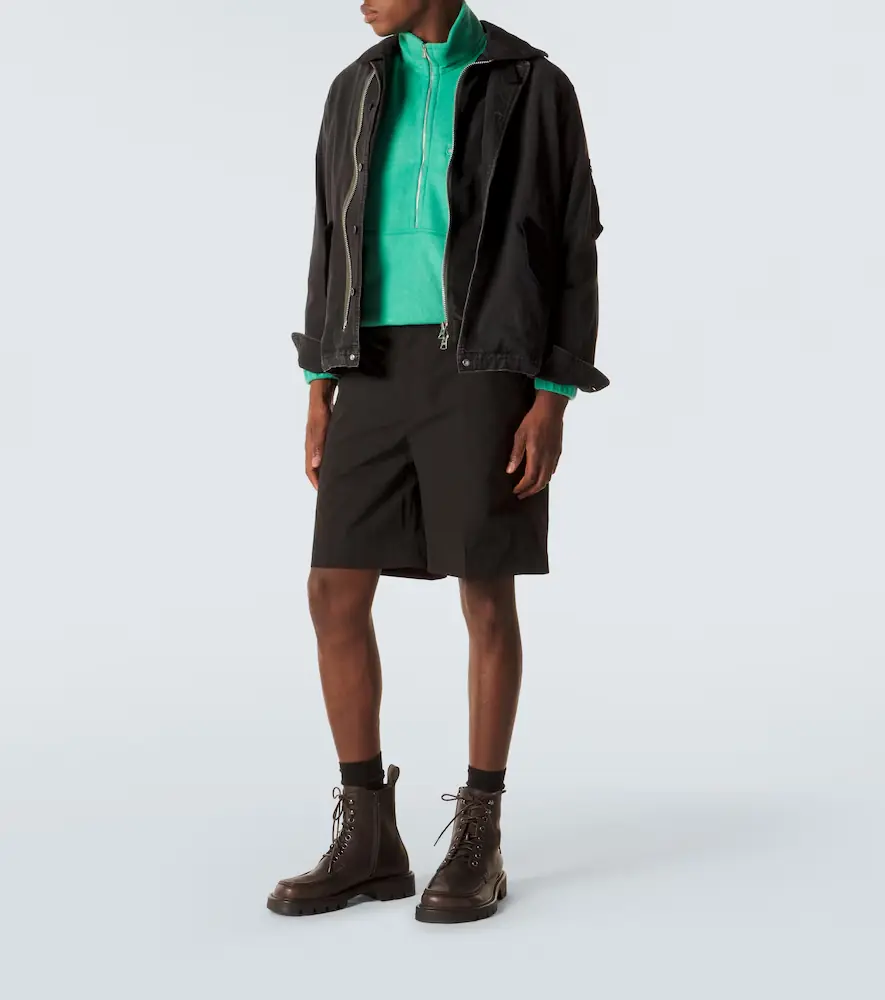 Moncler Leather-trimmed seersucker shorts | Thumbnail 5 Moncler Leather-trimmed seersucker shorts | Thumbnail 5