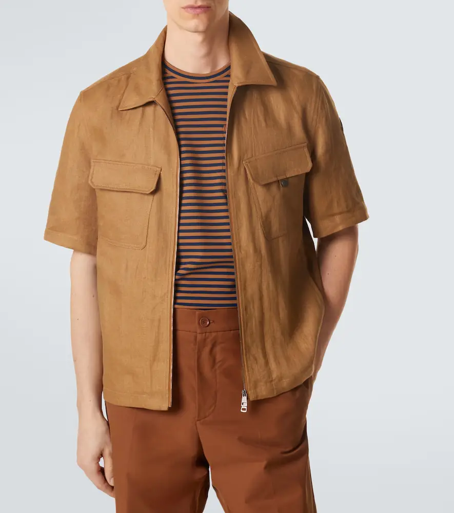 Moncler Linen twill zip-up shirt | Thumbnail 3 Moncler Linen twill zip-up shirt | Thumbnail 3