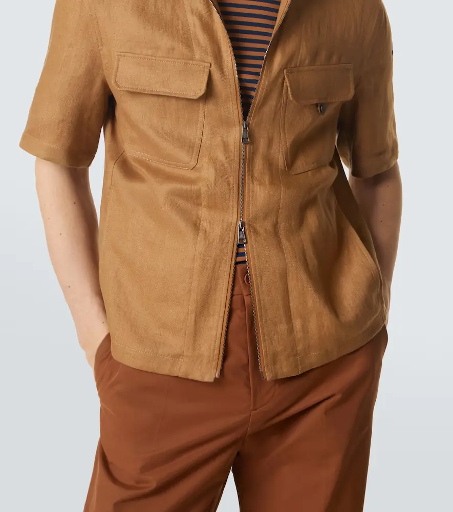 Moncler Linen twill zip-up shirt | Thumbnail 5 Moncler Linen twill zip-up shirt | Thumbnail 5