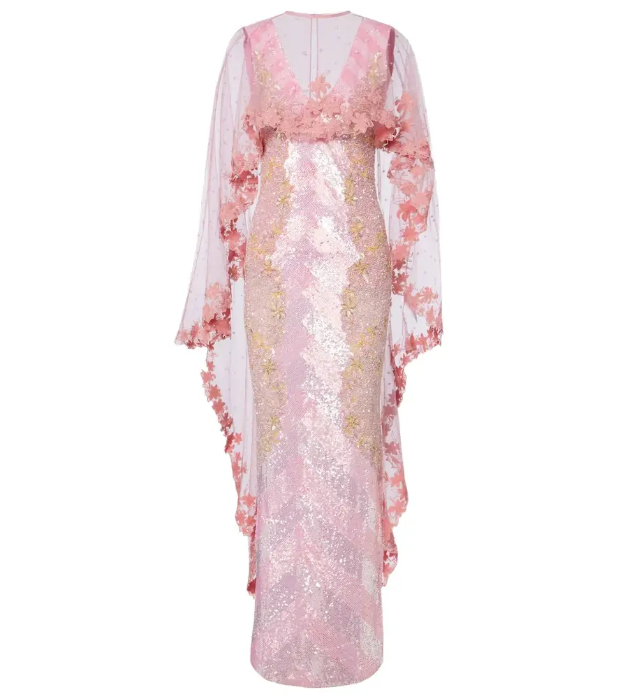 LA FUORI Là Fuori Panorama embellished caped gown | Image 1 LA FUORI Là Fuori Panorama embellished caped gown | Image 1