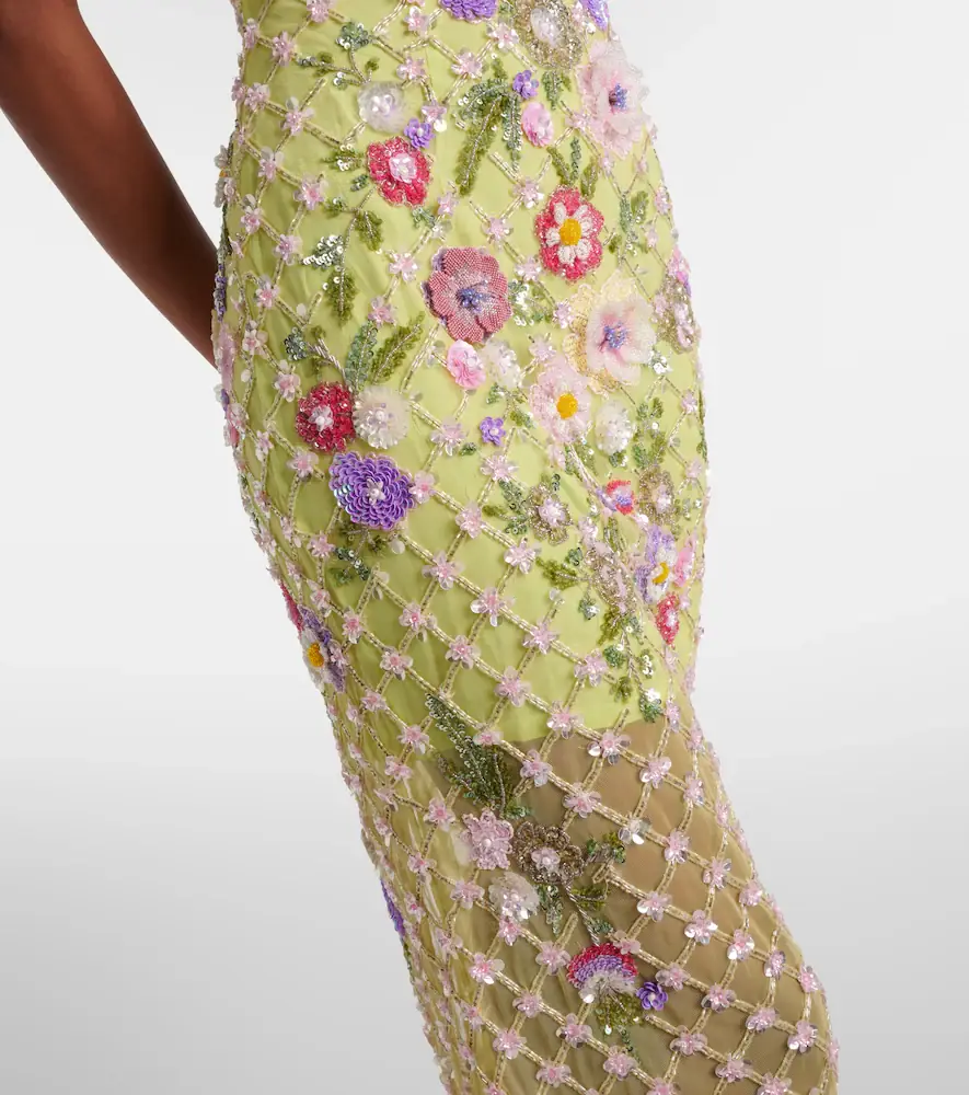 LA FUORI Là Fuori Floral embellished mesh cocktail dress | Thumbnail 2 LA FUORI Là Fuori Floral embellished mesh cocktail dress | Thumbnail 2