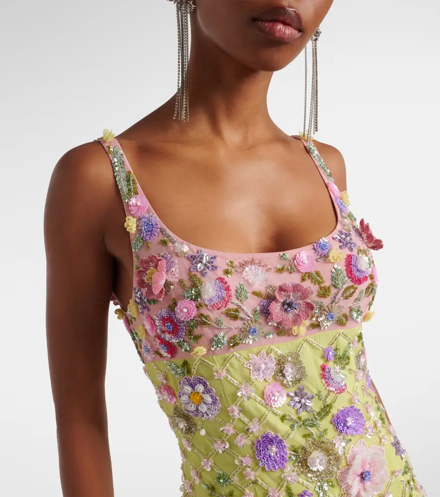 LA FUORI Là Fuori Floral embellished mesh cocktail dress | Thumbnail 3 LA FUORI Là Fuori Floral embellished mesh cocktail dress | Thumbnail 3