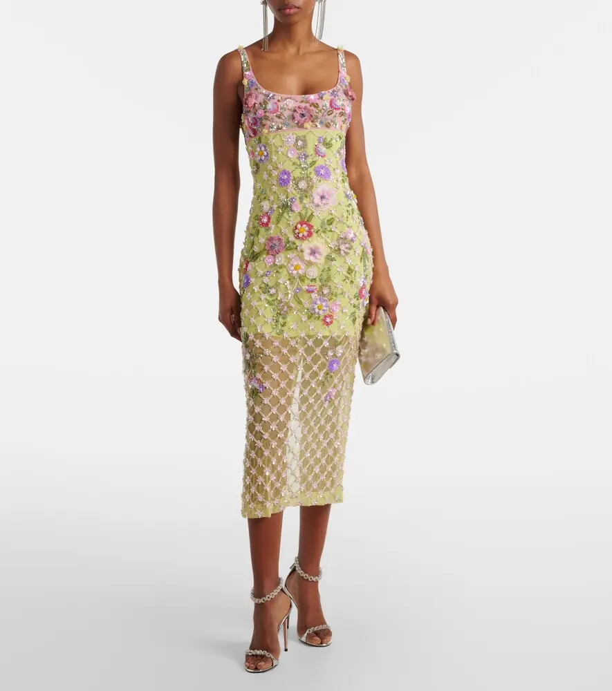 LA FUORI Là Fuori Floral embellished mesh cocktail dress | Thumbnail 4 LA FUORI Là Fuori Floral embellished mesh cocktail dress | Thumbnail 4