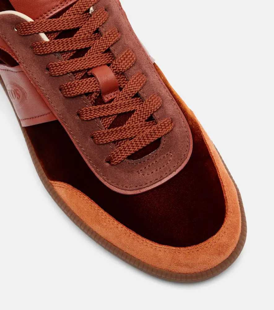 Tod's Tabs leather-trimmed velvet sneakers | Thumbnail 2 Tod's Tabs leather-trimmed velvet sneakers | Thumbnail 2
