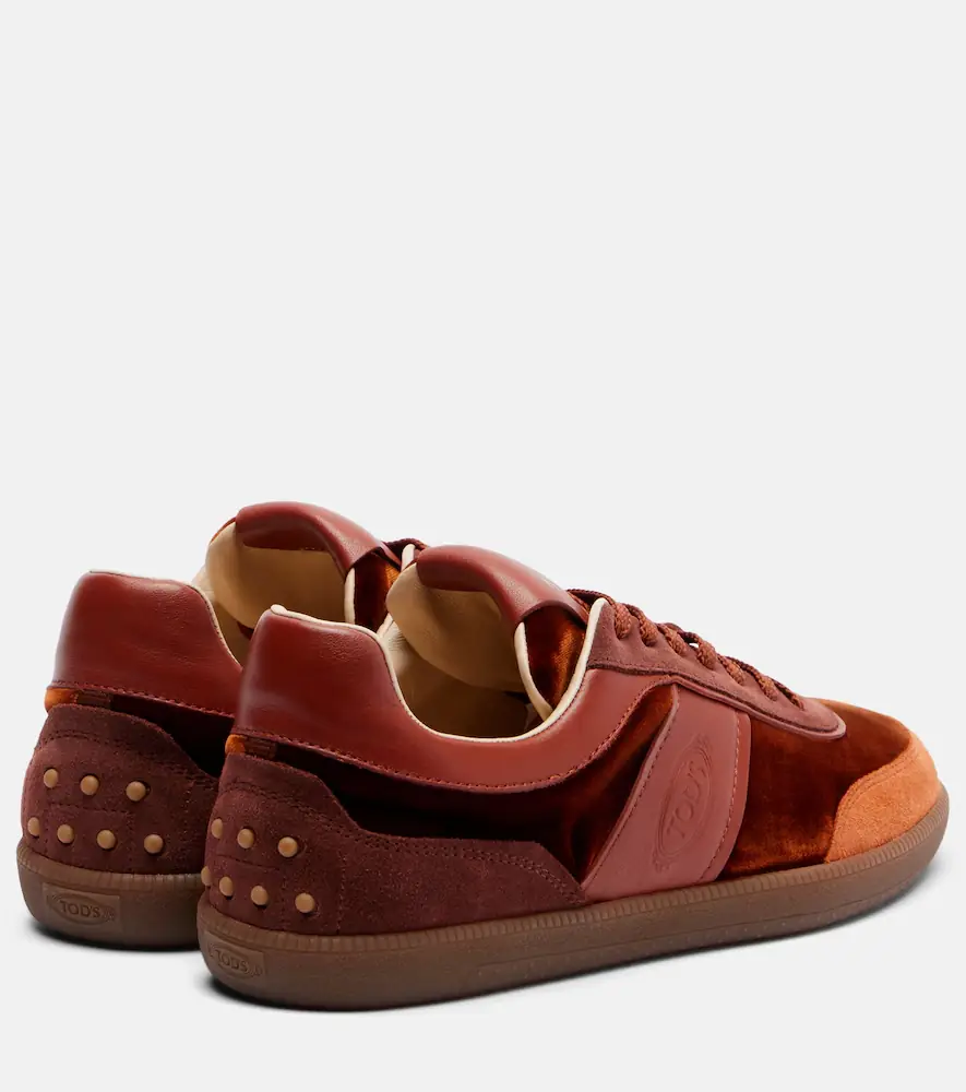 Tod's Tabs leather-trimmed velvet sneakers | Thumbnail 3 Tod's Tabs leather-trimmed velvet sneakers | Thumbnail 3