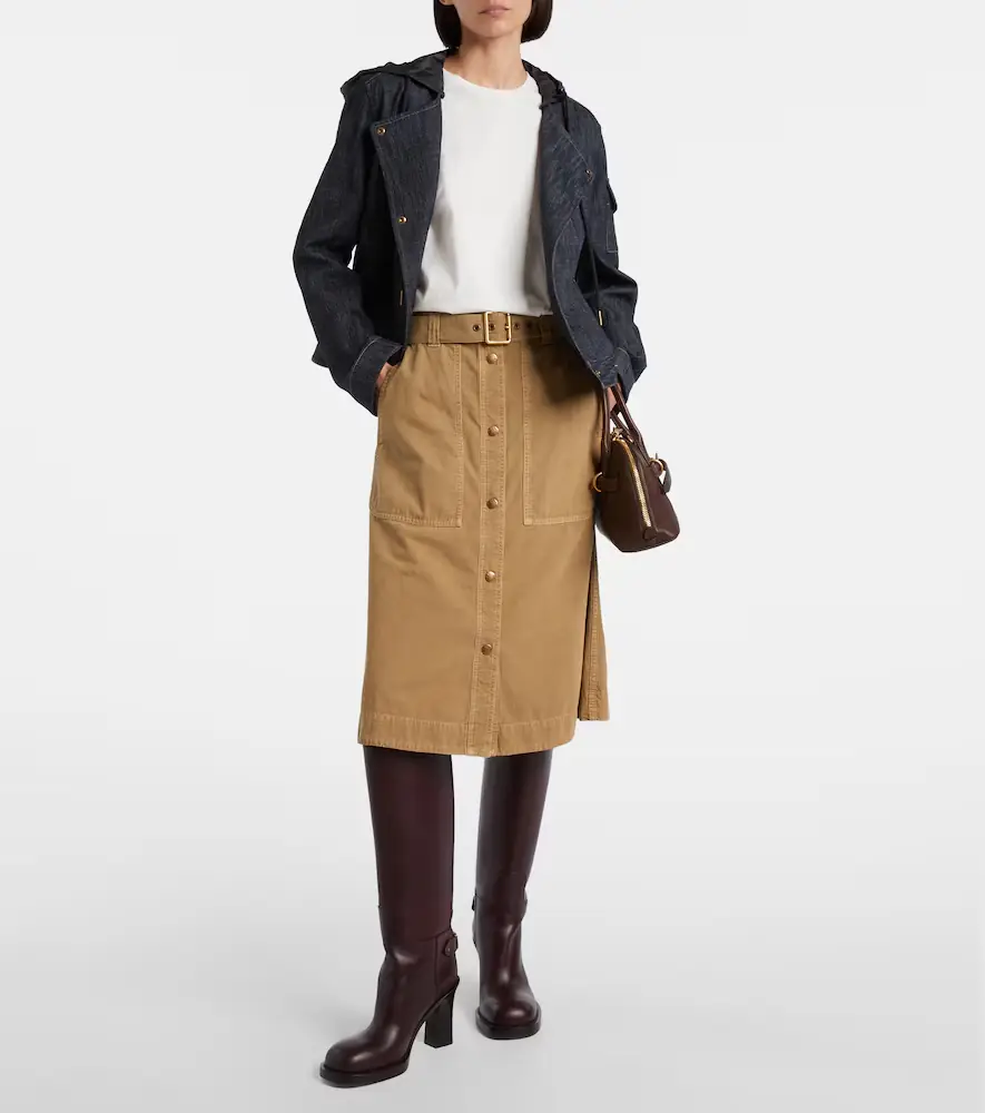 Moncler Belted denim midi skirt | Thumbnail 3 Moncler Belted denim midi skirt | Thumbnail 3
