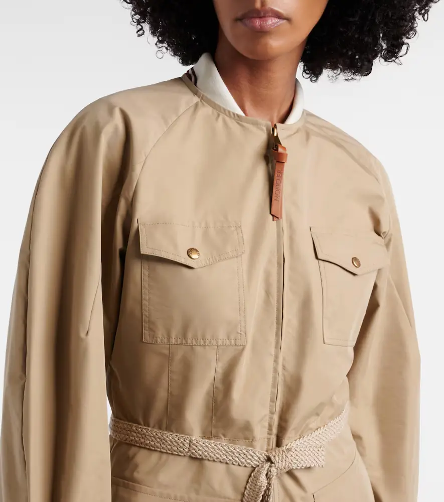Moncler Belted cotton-blend poplin midi dress | Thumbnail 2