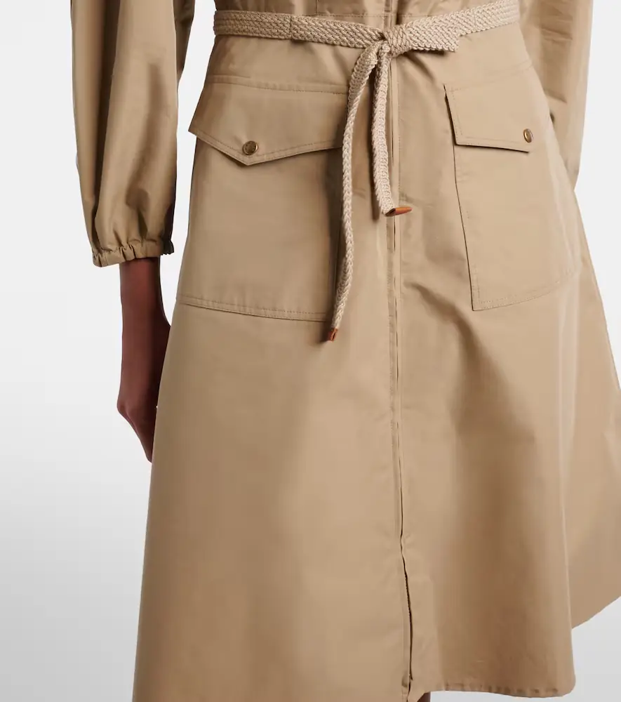 Moncler Belted cotton-blend poplin midi dress | Thumbnail 3