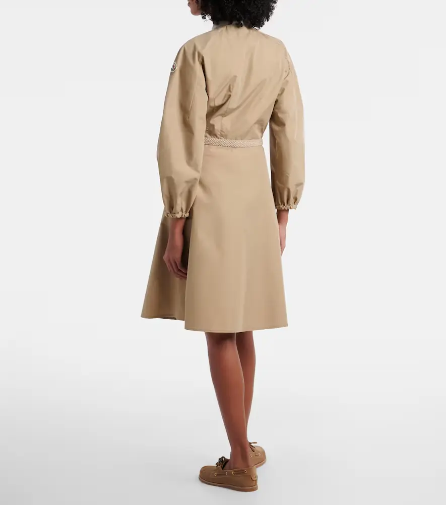 Moncler Belted cotton-blend poplin midi dress | Thumbnail 5