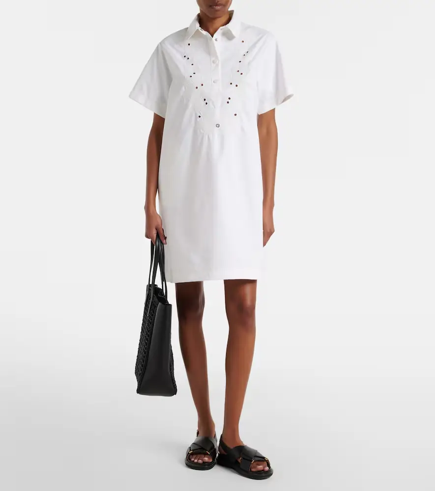 Moncler Embroidered cotton-blend poplin midi dress | Thumbnail 2 Moncler Embroidered cotton-blend poplin midi dress | Thumbnail 2