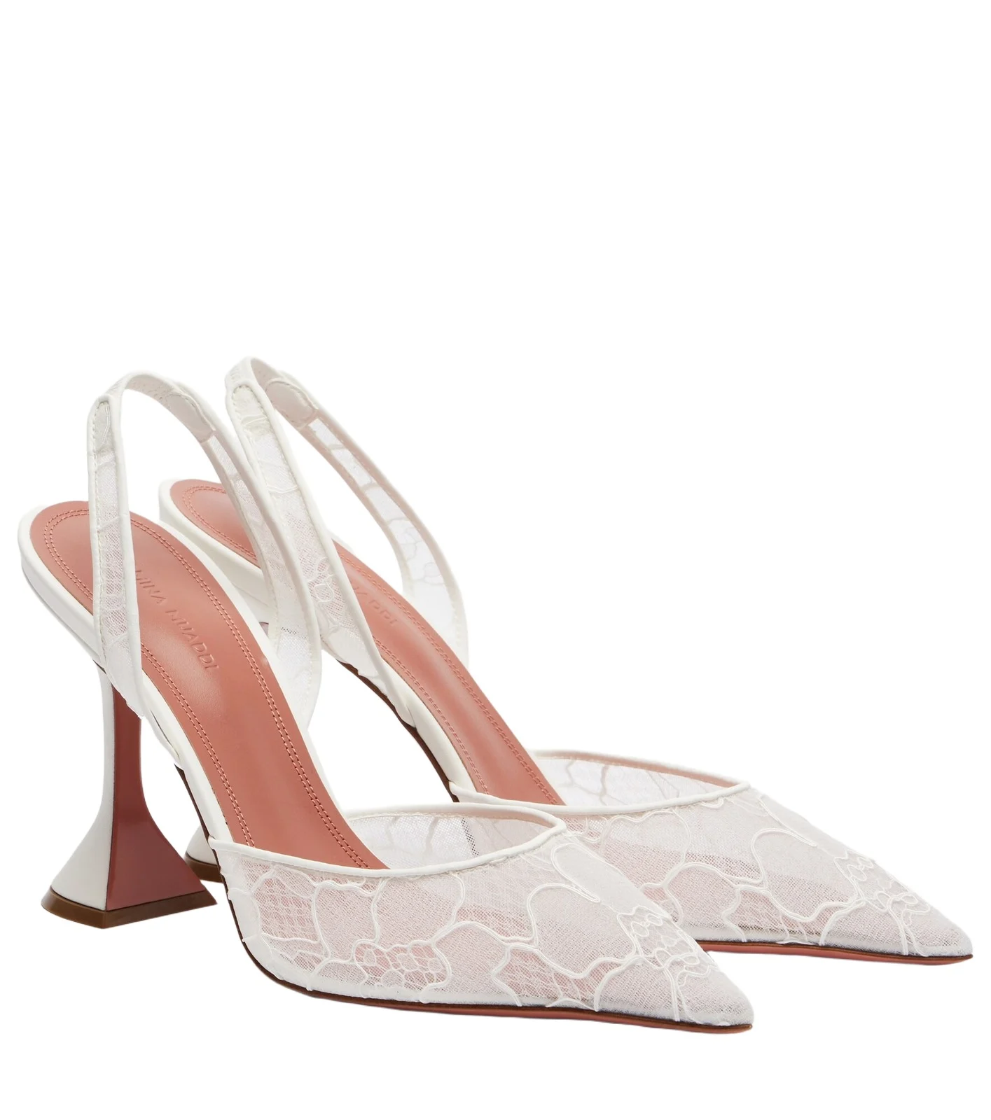Holli leather-trimmed lace slingback pumps Holli leather-trimmed lace slingback pumps