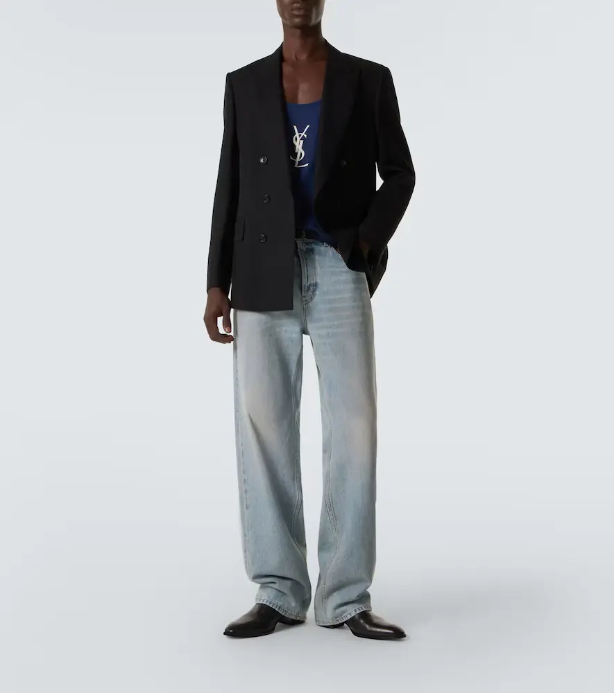 Saint Laurent Cassandre embroidered cotton tank top | Thumbnail 3