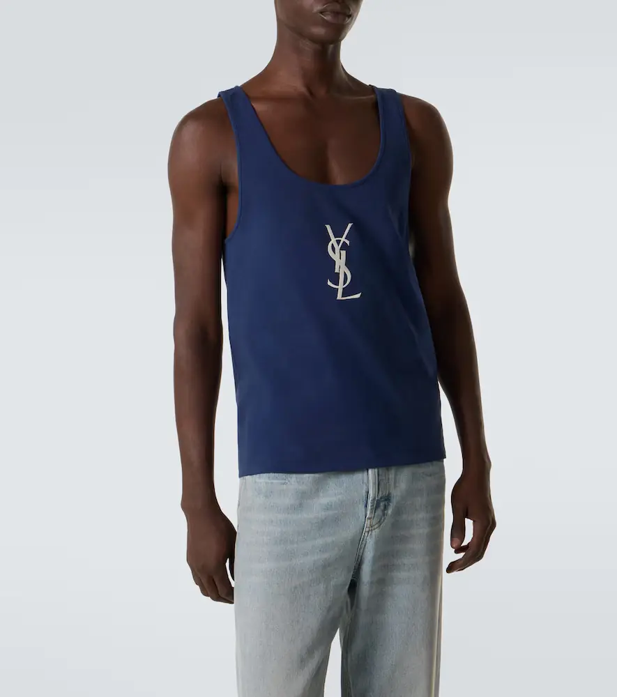 Saint Laurent Cassandre embroidered cotton tank top | Thumbnail 6