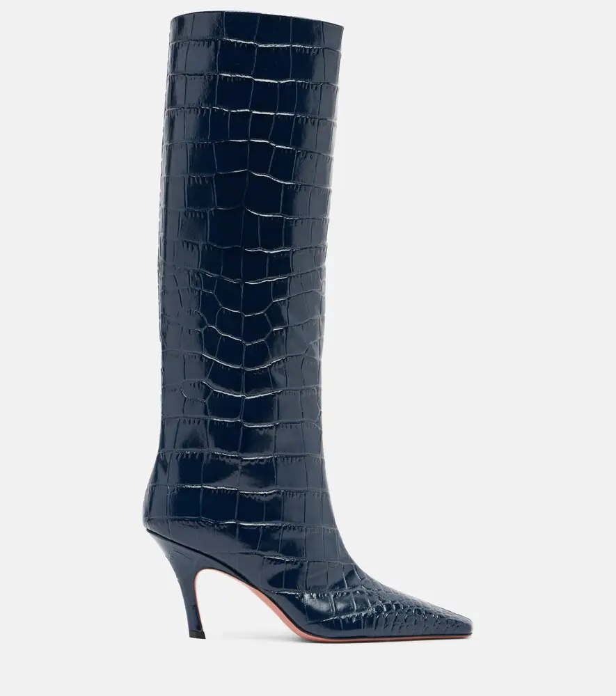 Amina Muaddi Mona croc-effect leather knee-high boots | Thumbnail 3