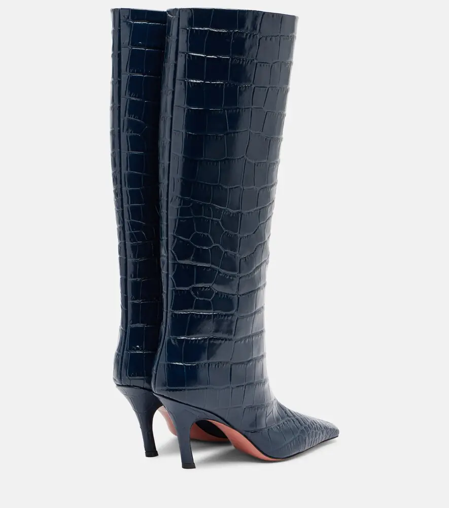 Amina Muaddi Mona croc-effect leather knee-high boots | Thumbnail 4