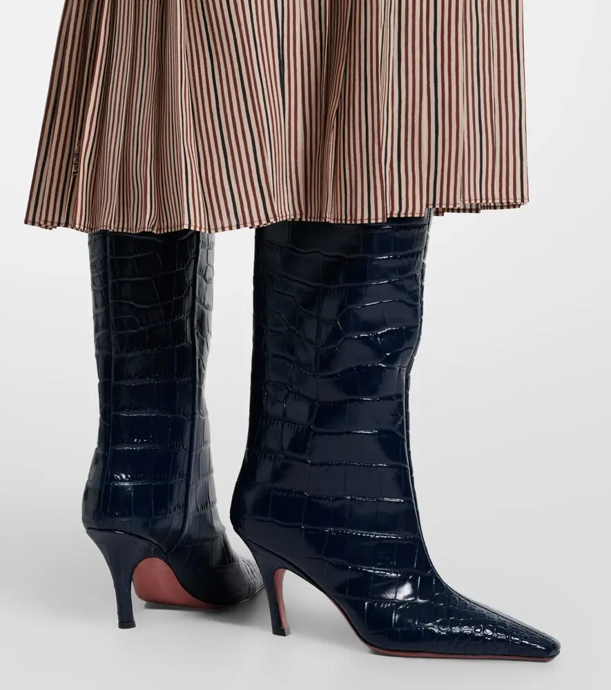 Amina Muaddi Mona croc-effect leather knee-high boots | Thumbnail 6