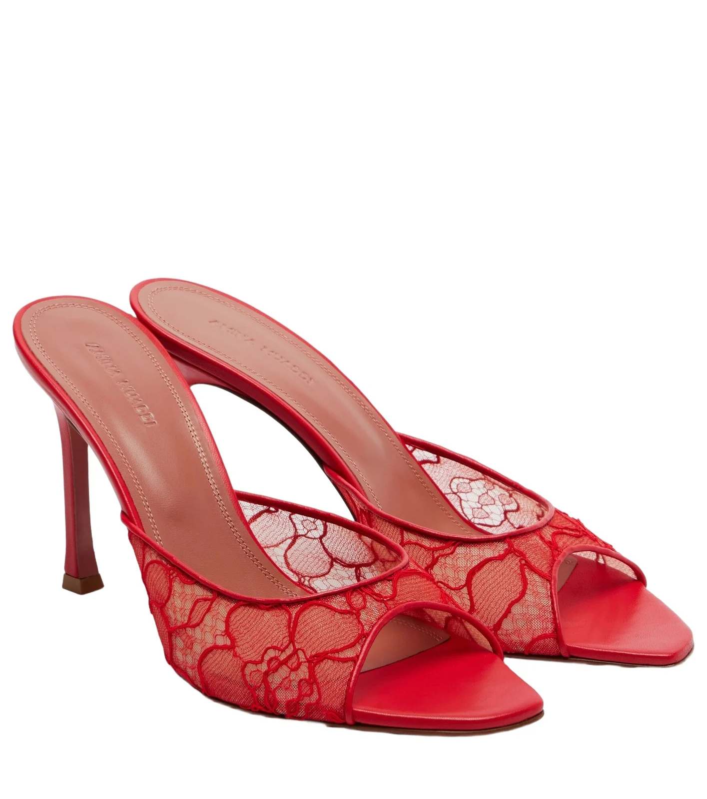 Alexa leather-trimmed lace mules