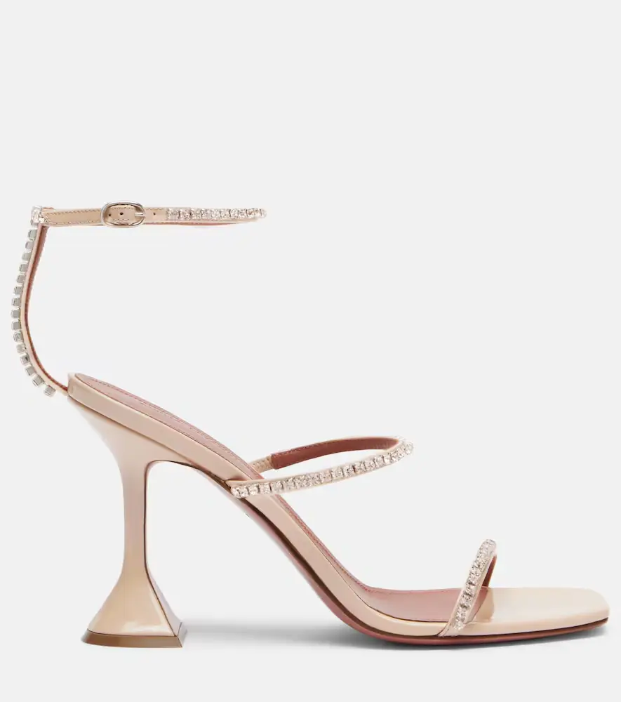 Amina Muaddi Gilda embellished patent leather sandals | Thumbnail 4 Amina Muaddi Gilda embellished patent leather sandals | Thumbnail 4