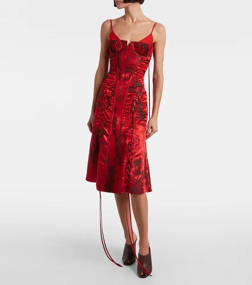 Alexander McQueen Lace-up ruched midi dress | Thumbnail 2 Alexander McQueen Lace-up ruched midi dress | Thumbnail 2